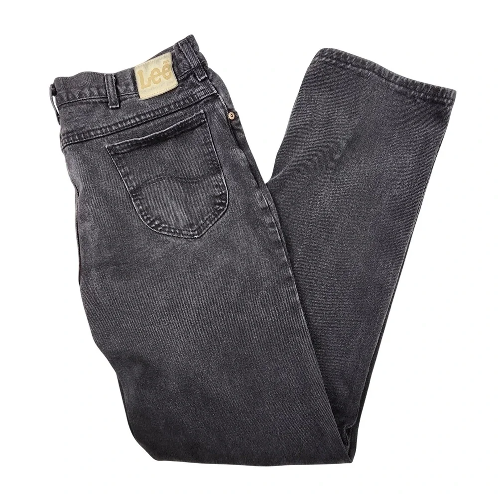 VTG Lee Jeans Mens 40x36 Black Regular Fit‎ Straight Leg Denim Made in USA 90s